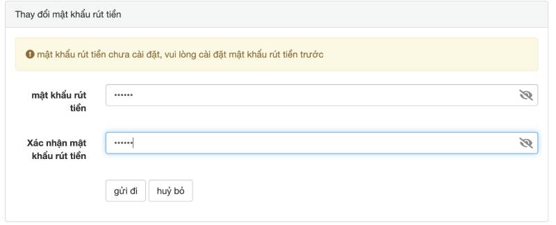 Nhập mật khẩu rút tiền